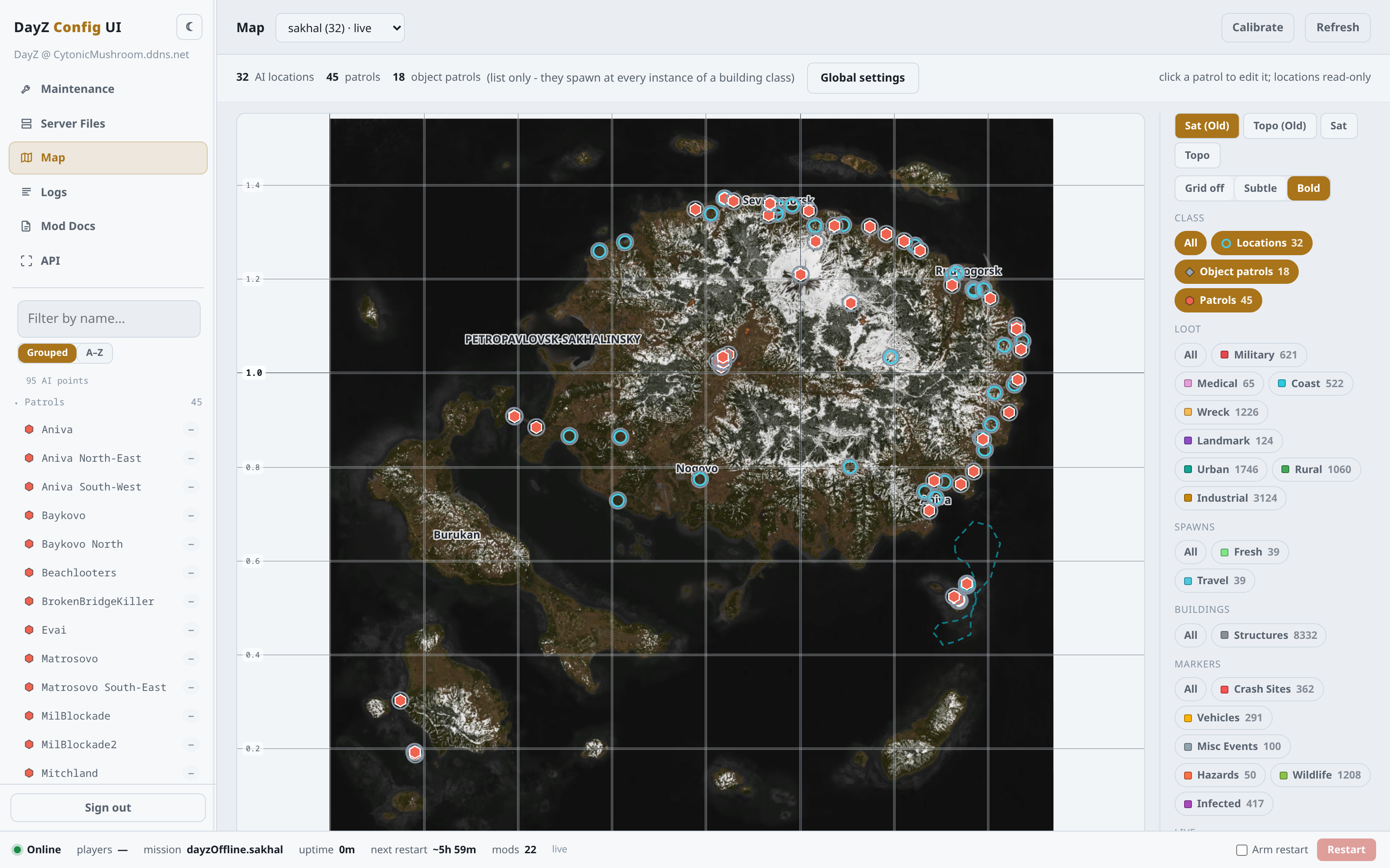 The Map tab - tile layers, marker filters, and AI points